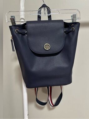 Tommy Hilfiger Navy Blue Drawstring Bucket Backpack Bag